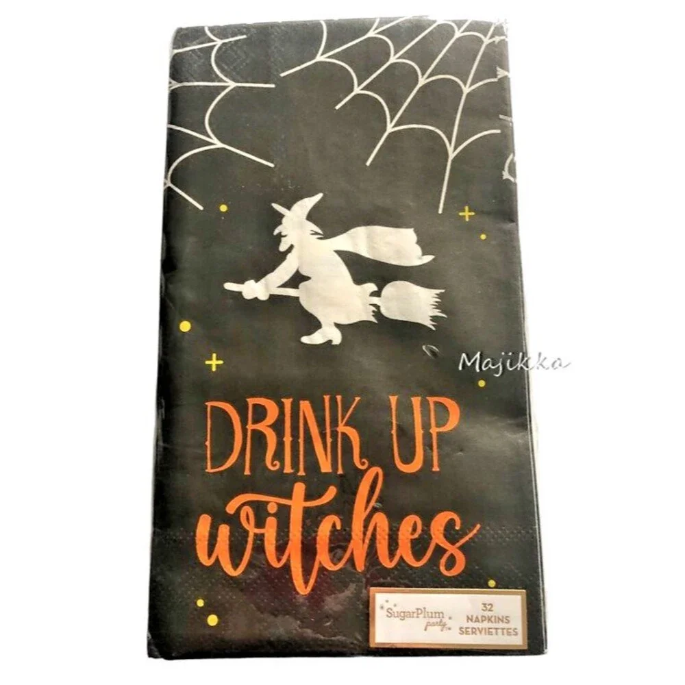 Halloween Paper Dinner Napkins Buffet Towels Drink Up Witches 32 Pk Decoupage
